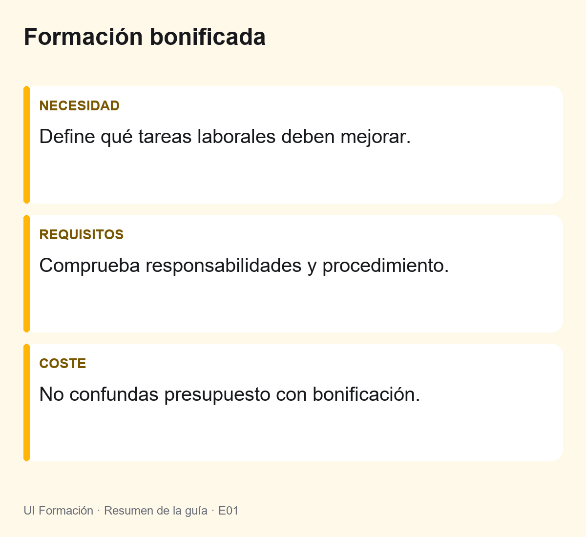 Formación de inglés bonificada: qué debe comprobar una empresa sobre FUNDAE 2 Formación bonificada: Define qué tareas laborales deben mejorar. Comprueba responsabilidades y procedimiento. No confundas presupuesto con bonificación.