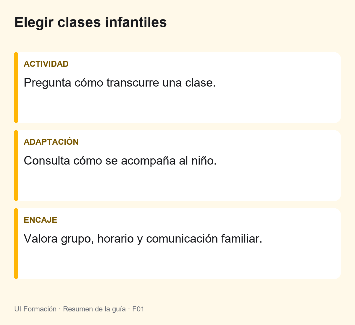 Cómo elegir clases de inglés para un niño de 3 a 5 años 2 Elegir clases infantiles: Pregunta cómo transcurre una clase. Consulta cómo se acompaña al niño. Valora grupo, horario y comunicación familiar.